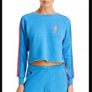 Aviator Nation Rainbow Stripe Cropped Sweatshirt – Size XS